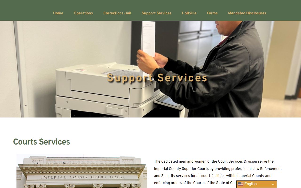 Imperial County Sheriff support services and records division