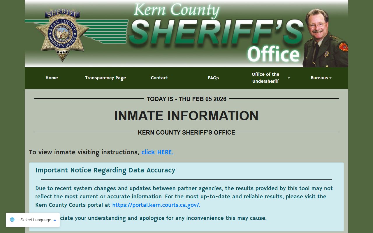 Kern County Sheriff inmate search database