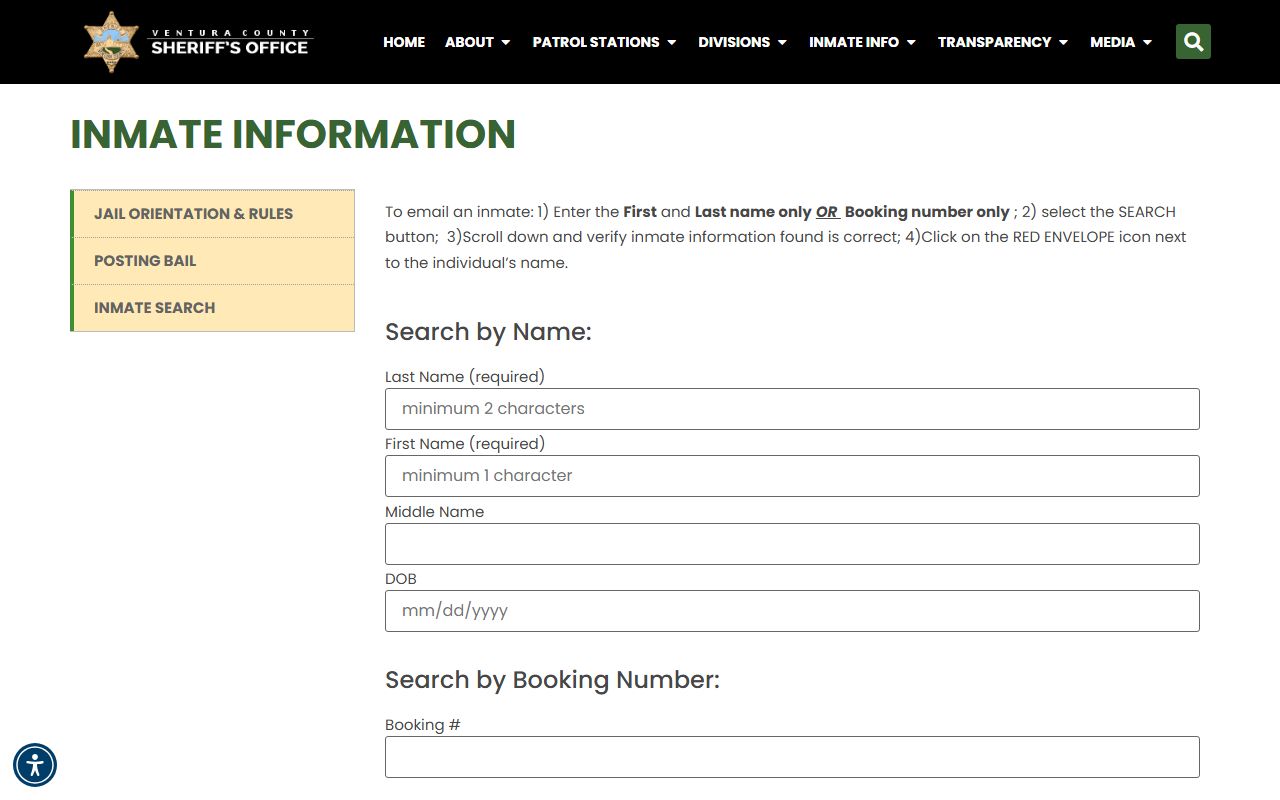 Ventura County Sheriff inmate information search